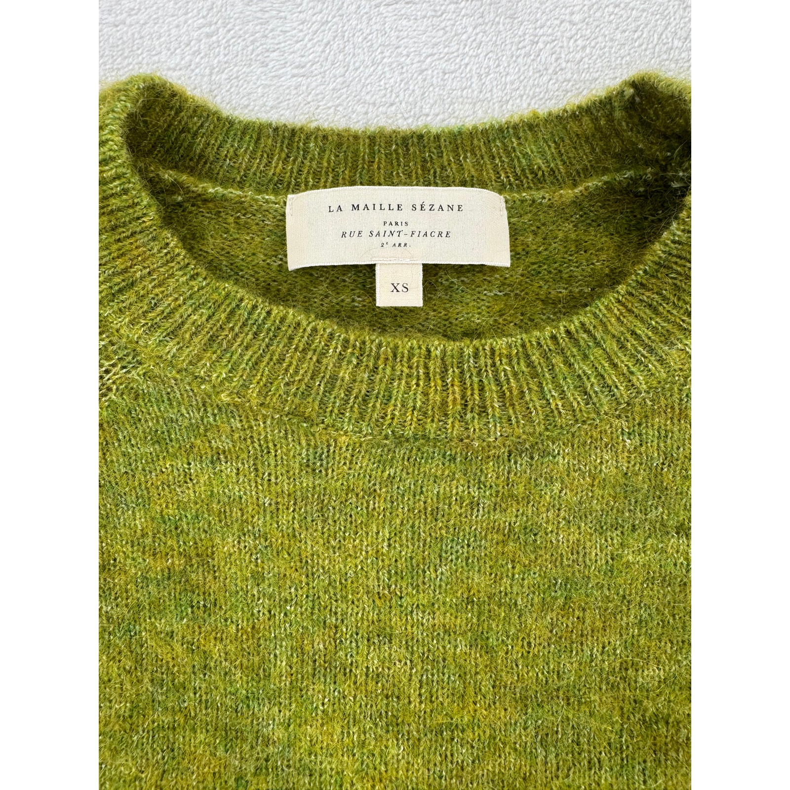 Sezane Louisa Jumper Green Kid Mohair Wool Sweater Relaxed Crewneck Xs — image 6 of 8